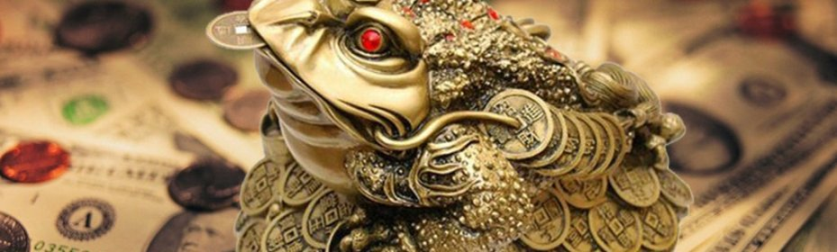 Usa ka toad nga adunay usa ka sensilyo sa baba - usa ka talisman aron madani ang salapi